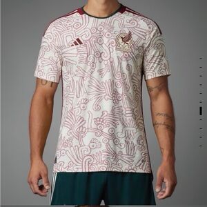 ADIDAS MEXICO 23  Cream and Maroon Mexico Authentic Jersey Size M